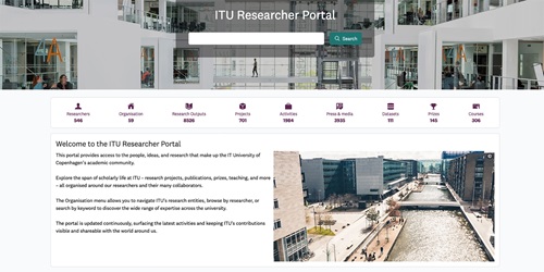 Frontpage of ITU Researcher portal